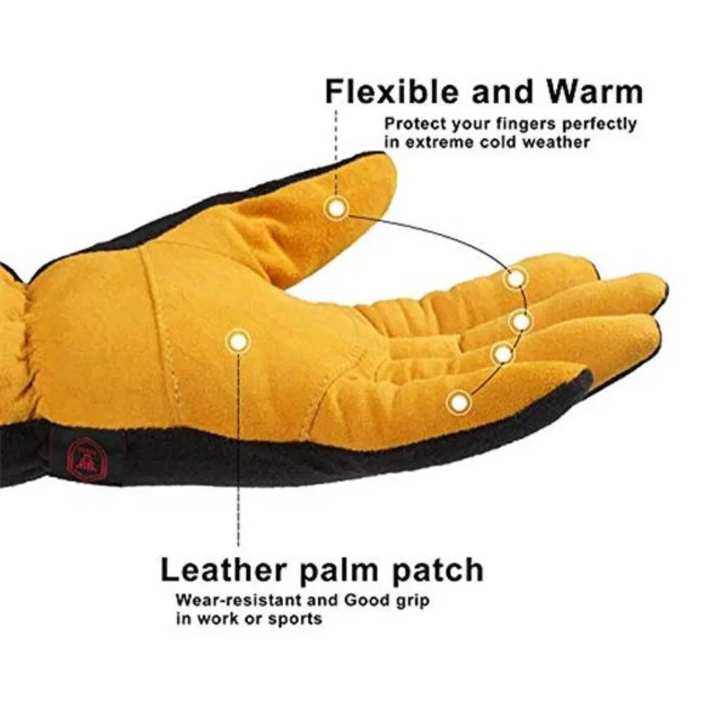 Mens Womens Winter Gloves Deerskin Leather 3M Thinsulate Warm Cold Weather Glove